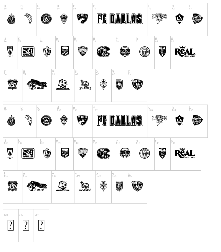 MLS West font map